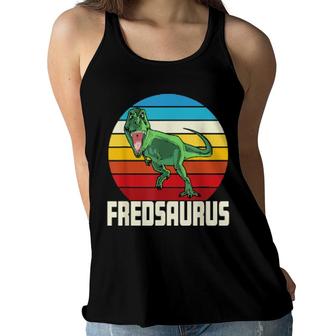 Dinosaur Tyrannosaurus Boys Name Fred Saurus T Rex Women Flowy Tank | Mazezy