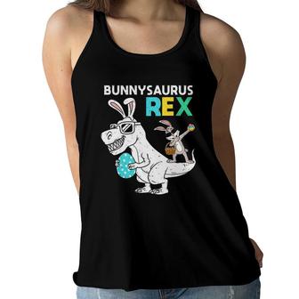Easter Bunnysaurus T Rex Dino Dabbing Rabbit Boys Girls Kids Women Flowy Tank | Mazezy