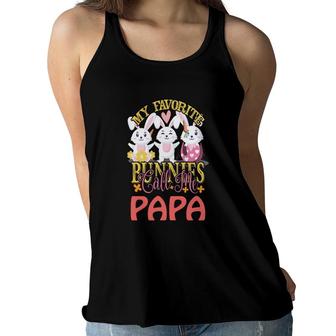 Easter Day My Favorite Bunnies Call Me Papa Women Flowy Tank - Seseable