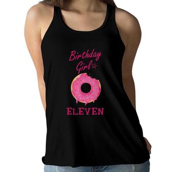Eleven Birthday Girl Donut 11 Years Old Sweetie Birthday Women Flowy Tank | Mazezy