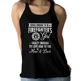 Firefighter's Girl Fire Department Emblem Hearts Firefighter Girlfriend Gift Women Flowy Tank | Mazezy