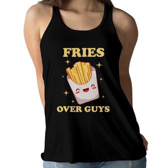 Fries Before Guys Funny Valentines Girl Single Awareness Day Women Flowy Tank | Mazezy