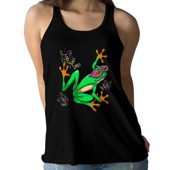 Frog Mardi Gras Gifts For Kids & Adults Women Flowy Tank | Mazezy