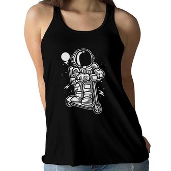 Funny Astronaut Scooter Space Galaxy Gift For Adults Kids Women Flowy Tank | Mazezy