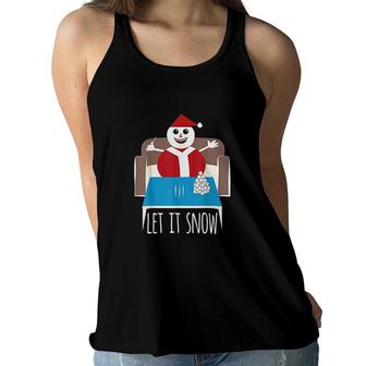 Funny Let It Snow Snowman Removed Ban Drug Reference Xmas Women Flowy Tank - Seseable