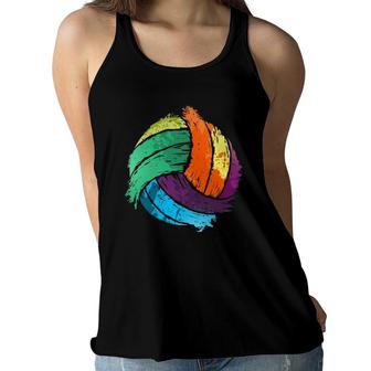 Funny Volleyball Art For Boys Girls Women Volleyball Players Women Flowy Tank | Mazezy