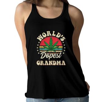 Funny Weed Pot Vintage Matching Worlds Dopest Grandma Women Flowy Tank - Seseable