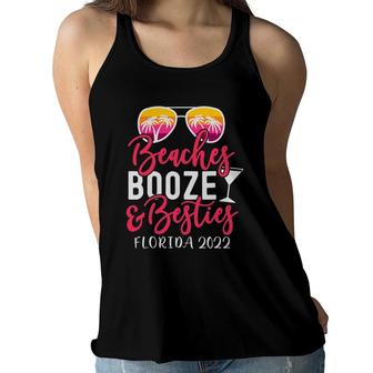 Girls Weekend Trip Florida 2022 Beaches Booze & Besties Women Flowy Tank | Mazezy