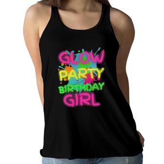 Glow Party Squad Paint Splatter Glow Party Birthday Girl Women Flowy Tank | Mazezy