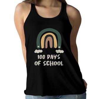 Happy 100 Days Of School Funny Rainbow Teacher Kids 100 Days Women Flowy Tank | Mazezy