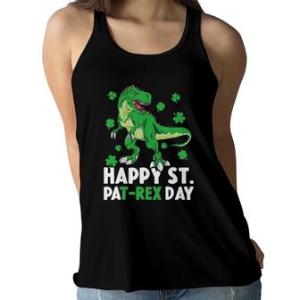 Happy St Pat-Rex Dinosaur Saint Patrick's Day For Boys Girls Women Flowy Tank | Mazezy