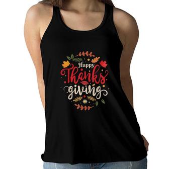 Happy Thanksgiving For Boys Girls Kids Thanksgiving Family Women Flowy Tank | Mazezy