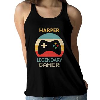 Harper Name Gift Gamer Girl Personalized Legendary Gamer Women Flowy Tank | Mazezy