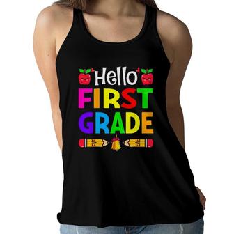Hello First Grade Boy Kids Teachers Girl Students 1St Grade Women Flowy Tank | Mazezy