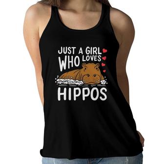 Hippo Just A Girl Who Loves Hippos Women Flowy Tank | Mazezy