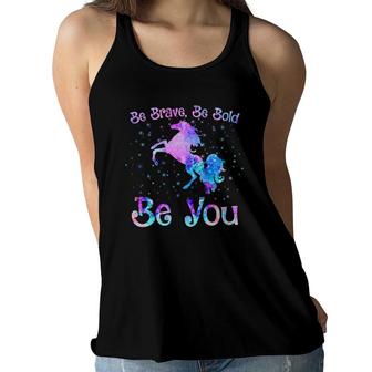 Horse Rider Be Brave Be Bold Be You Positive Message Girls Women Flowy Tank | Mazezy