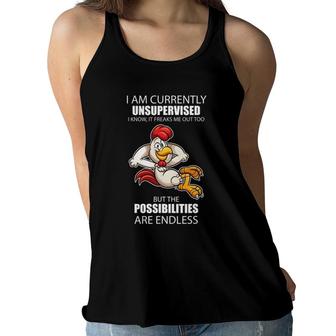 I Am Currently Unsupervised Chicken Gift For Kids Women Flowy Tank | Mazezy