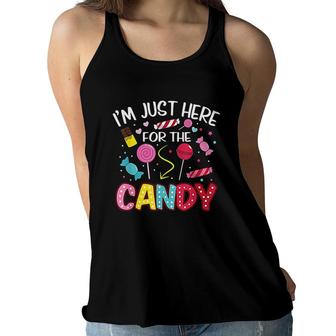 I Am Just Here For The Candy Halloween Cute Lollipop Sweets Women Flowy Tank - Seseable