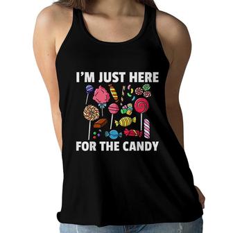 I Am Just Here For The Candy Lollipop Sweets Gift Halloween Women Flowy Tank - Seseable