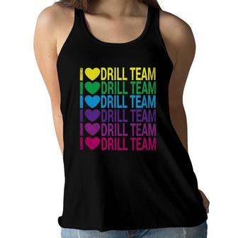 I Love Drill Team Girls Cute Colorful Women Flowy Tank | Mazezy