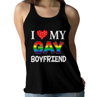 I Love My Gay Boyfriend Lgbt Lesbian Rainbow Proud Pride Sweat Women Flowy Tank | Mazezy