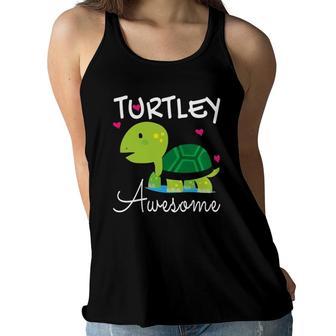 I Love Turtles - Turtley Awesome For Kids,Girls Women Flowy Tank | Mazezy