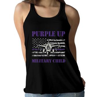 I Purple Up Month Of Military Child Kids Awareness Air Force Women Flowy Tank - Seseable