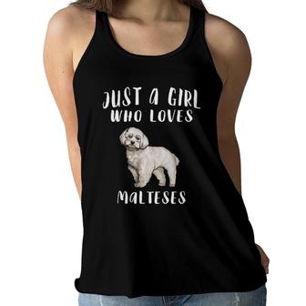 Im Just A Girl Who Loves Maltese Dog Lover Women Flowy Tank | Mazezy