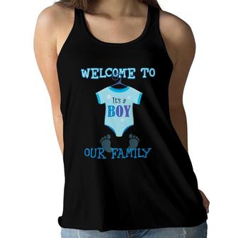 It's A Boy Baby Shower Party New Baby Premium Women Flowy Tank | Mazezy