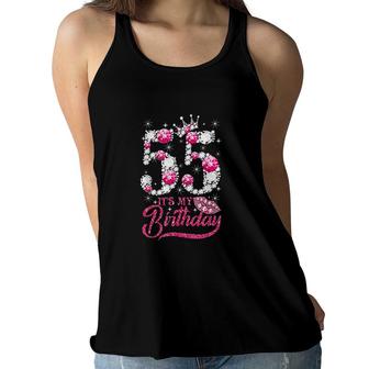 Its My 55th Birthday Queen 55 Years Old Shoes Crown Diamond Women Flowy Tank - Seseable