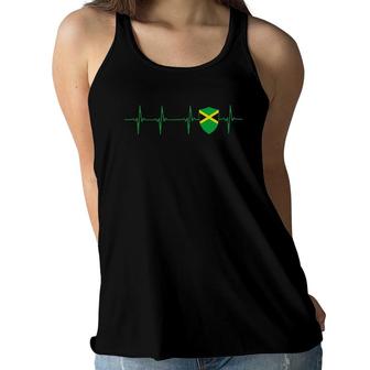 Jamaica Heartbeat Jamaican Flag Design Cute Men Women Kids Women Flowy Tank | Mazezy