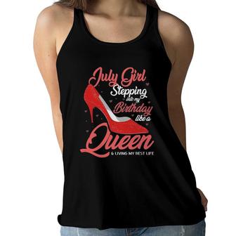 July Girl Stepping Into My Birthday Like A Queen Living Women Flowy Tank | Mazezy CA
