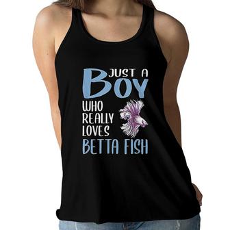 Just A Boy Who Really Loves Betta Fish Women Flowy Tank | Mazezy