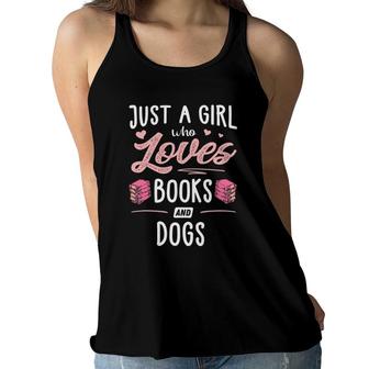 Just A Girl Who Loves Books And Dogs Gift Women Women Flowy Tank | Mazezy AU