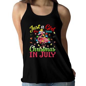 Just A Girl Who Loves Christmas In July Flamingo Women Flowy Tank