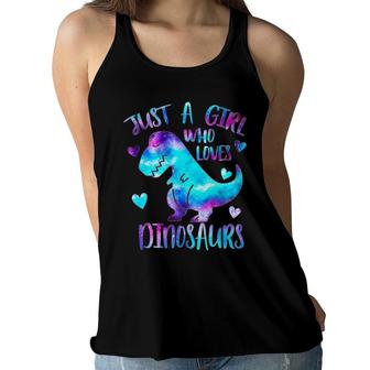 Just A Girl Who Loves Dinosaurs Galaxy Space Cute Teen Girls Pullover Women Flowy Tank | Mazezy