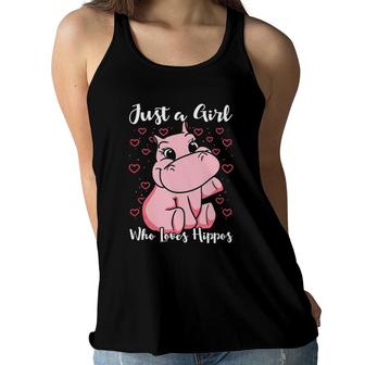 Just A Girl Who Loves Hippos Woman Cute Women Flowy Tank | Mazezy