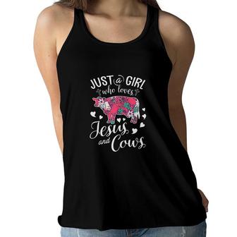 Just A Girl Who Loves Jesus And Cows Women Flowy Tank | Mazezy
