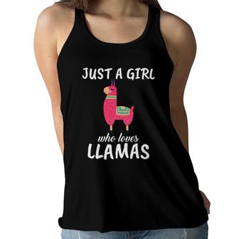Just A Girl Who Loves Llamas Clothes Outfit Gift Llama Women Flowy Tank | Mazezy