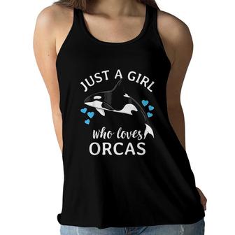Just A Girl Who Loves Orcas Killer Whales Sea Ocean Gift Women Flowy Tank | Mazezy