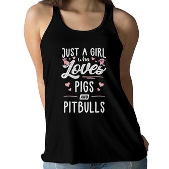 Just A Girl Who Loves Pigs And Pitbulls Gift Women Women Flowy Tank | Mazezy