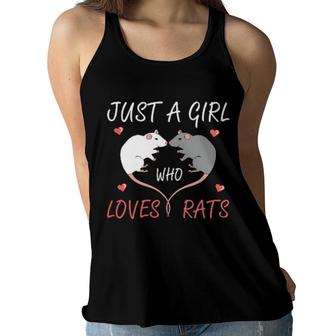 Just A Girl Who Loves Rats Owner Heart Shape Rat Women Flowy Tank | Mazezy