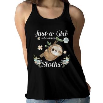 Just A Girl Who Loves Sloths Chiller Chill Entspannen Women Flowy Tank | Mazezy