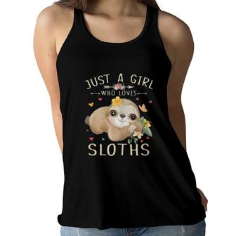 Just A Girl Who Loves Sloths Cute Sloth Women Flowy Tank