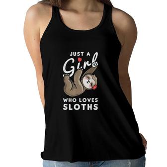 Just A Girl Who Loves Sloths Funny Sloth Women Flowy Tank | Mazezy