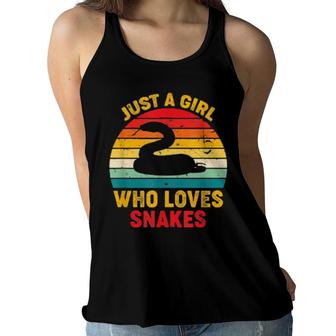 Just A Girl Who Loves Snakes Retro Sunset Snakes Women Flowy Tank | Mazezy