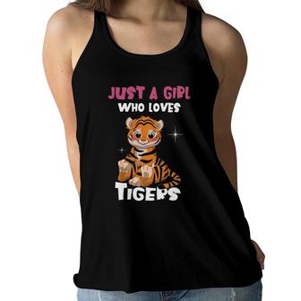 Just A Girl Who Loves Tigers I Tiger Girl Women Flowy Tank | Mazezy