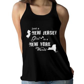 Just A New Jersey Girl In A New York World Printing Women Flowy Tank | Mazezy