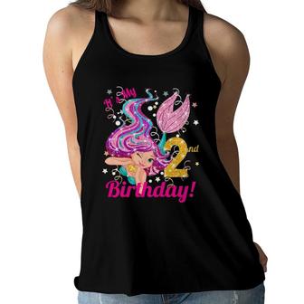 Kids 2 Years Old Mermaid Birthday Outfit 2Nd Birthday Girl Gift Women Flowy Tank | Mazezy