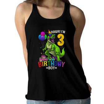 Kids 3Rd Birthday Boy T Rex Dinosaur Dino Party Gift Women Flowy Tank | Mazezy
